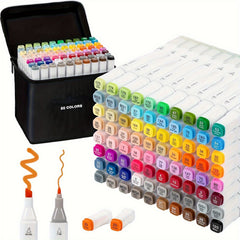 80pc Double Headed Coloring Marker Set with Storage Box