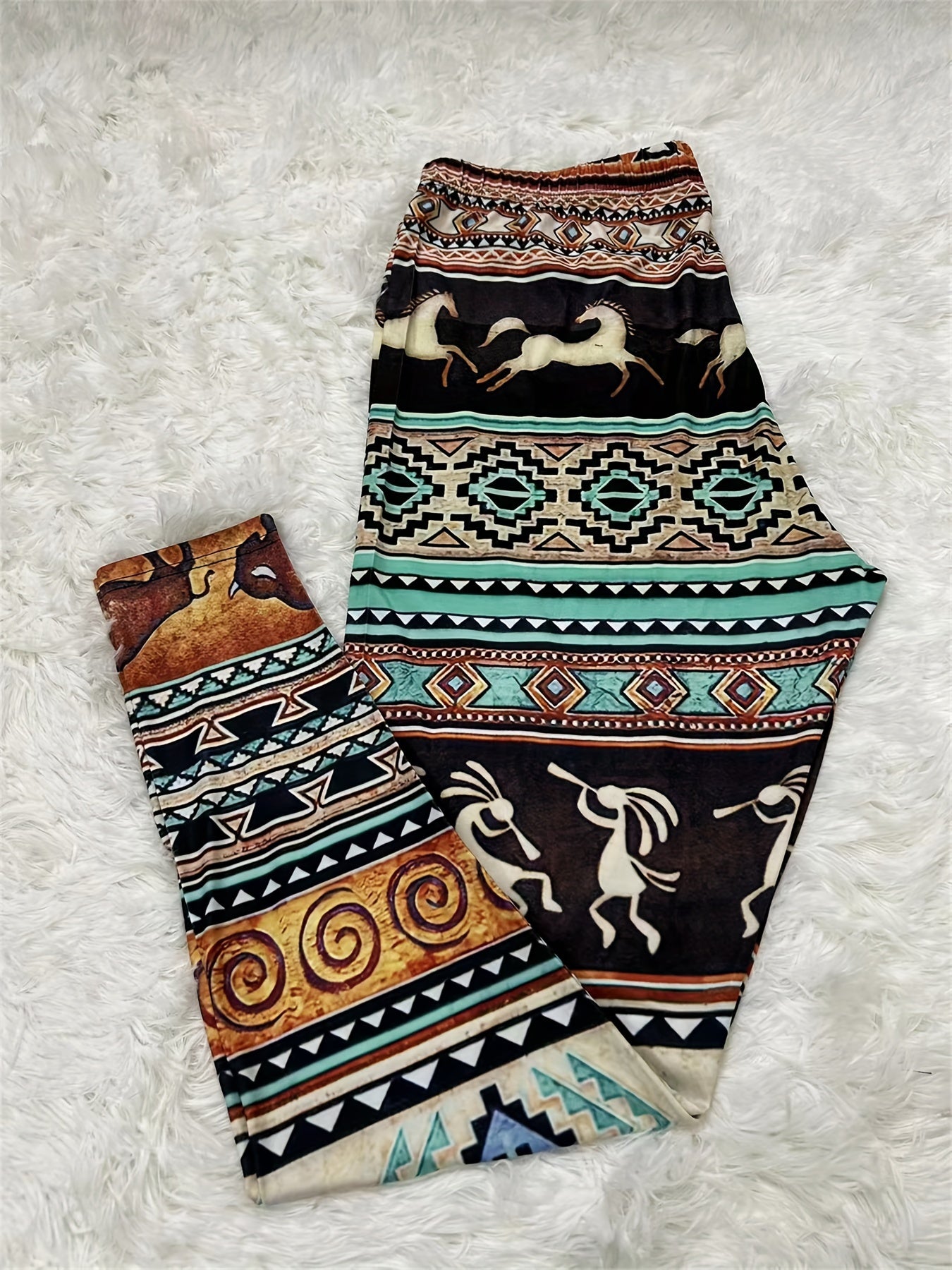  Boho Leggings Women's Plus Tribal Print High Rise