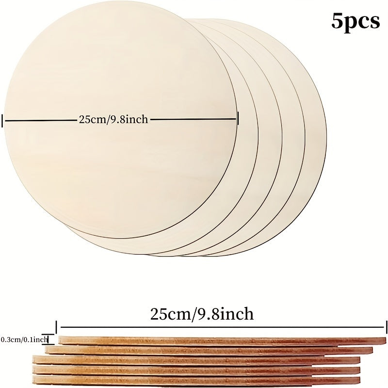 5pcs 10 Inch Wooden Circles Round Wood Sign Blank