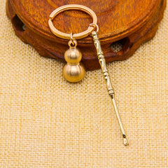 Portable Brass Ear Pick Keychain with Gourd Pendant