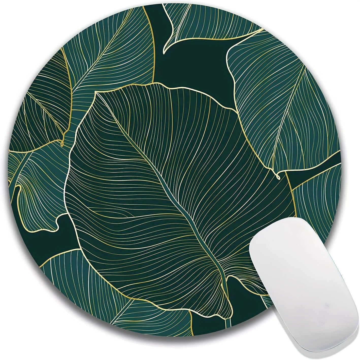 Personalized Round Mouse Pad with Leaf Pattern Design