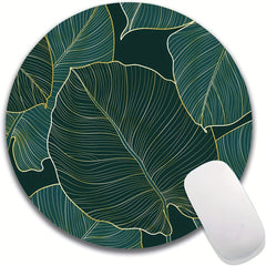 Personalized Round Mouse Pad with Leaf Pattern Design