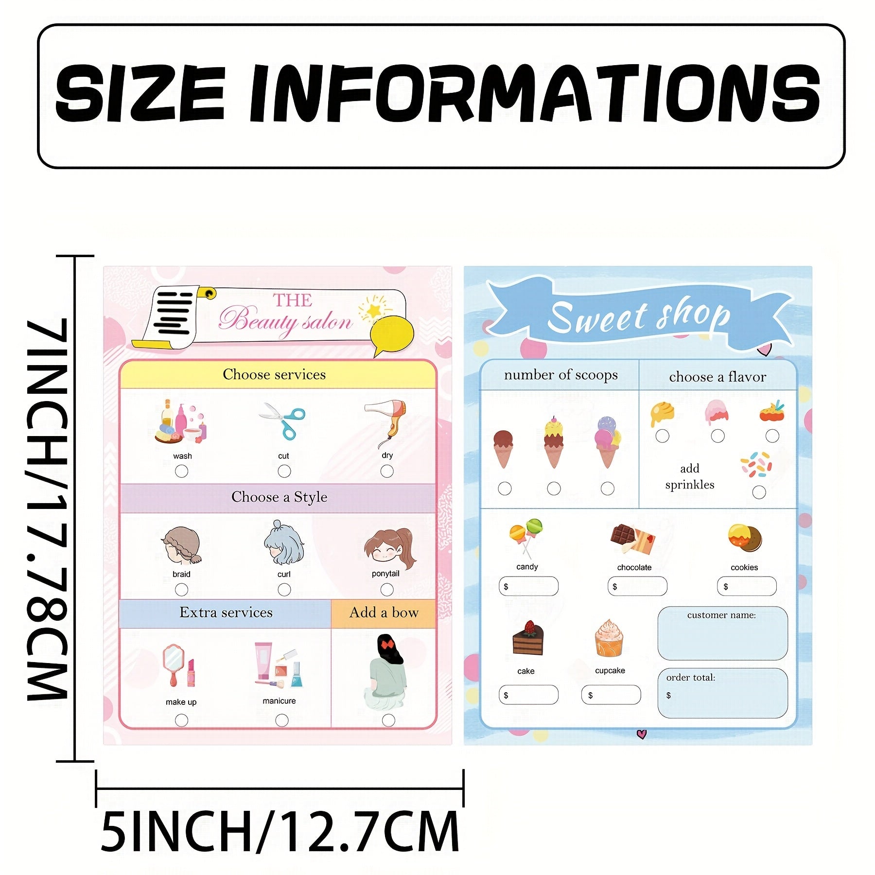 Beauty Salon & Makeup Notepad Sets for Girls - Role Play Pretend Play