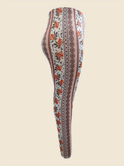 Boho Patchwork Print High Rise Skinn Pants