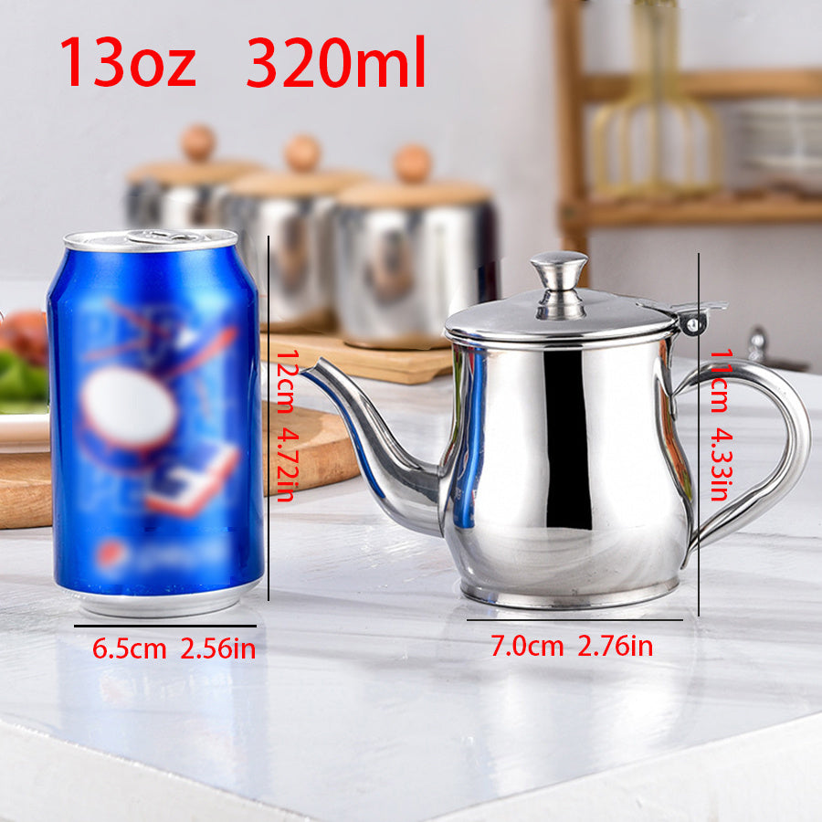 13oz Stainless Steel Pot with Strainer for Condiments and Meals