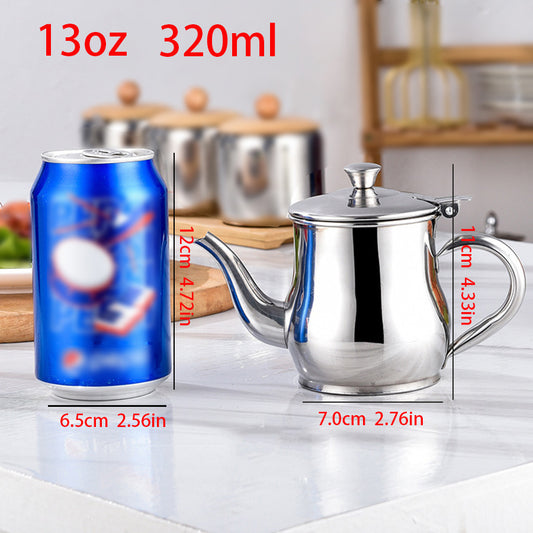 13oz Stainless Steel Pot with Strainer for Condiments and Meals