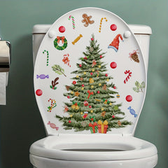 Christmas Tree Toilet Lid Decal Self Adhesive Wall Sticker Bathroom Decor