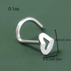 Love Hollowed Out Nose Ring Stainless Steel S Shaped Nose Nail
