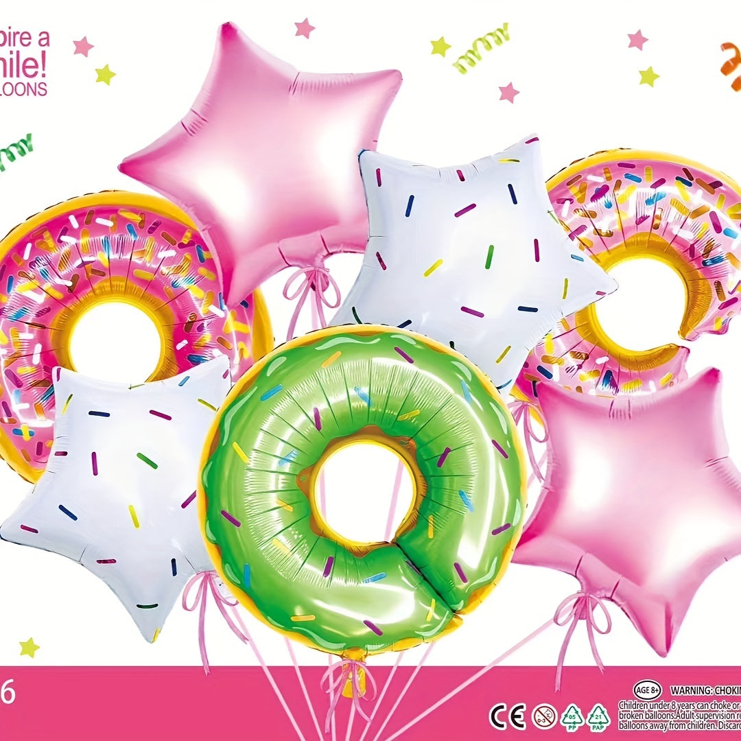 7pcs Donut Aluminum Balloons Set for Birthday Party
