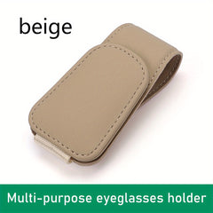 Sun Visor Eyeglass Holder Faux Leather - Sunglasses & Card Storage for Car