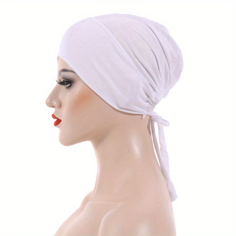 Elastic Turban Soft Head Wrap Underscarf Women Lace Up Beanie
