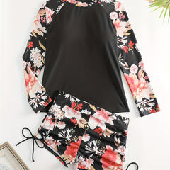  Floral Print Tankini & Shorts Set