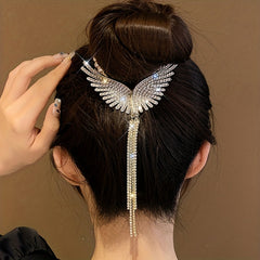 Angel Wings Tassel Rhinestone Hairpin For Women Girls Wedding