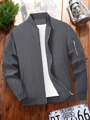 Men's Casual Crew Neck Long Sleeves Jacket Lightweight Windbreaker