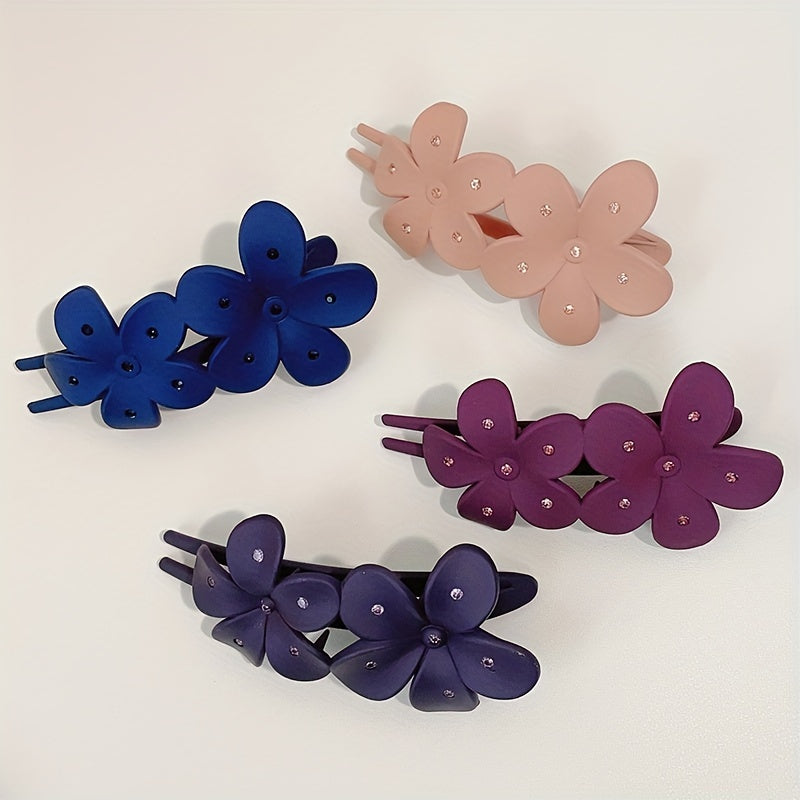 Large Flower Duck Billed Rhinestone Hair Clip