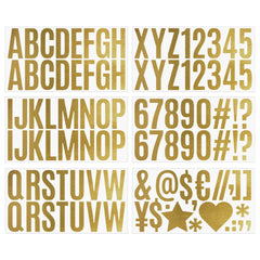 6pcs Large 2.5 Golden Foil Vinyl Stickers Alphabet & Numbers