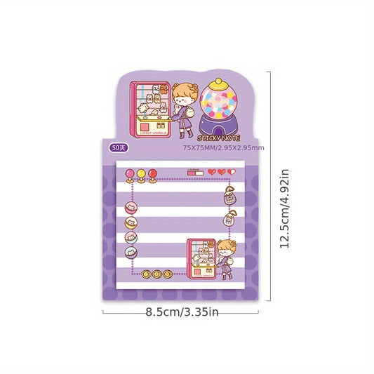 50 Sheets Cartoon Girl Sticky Notes for Decorating and Reminders