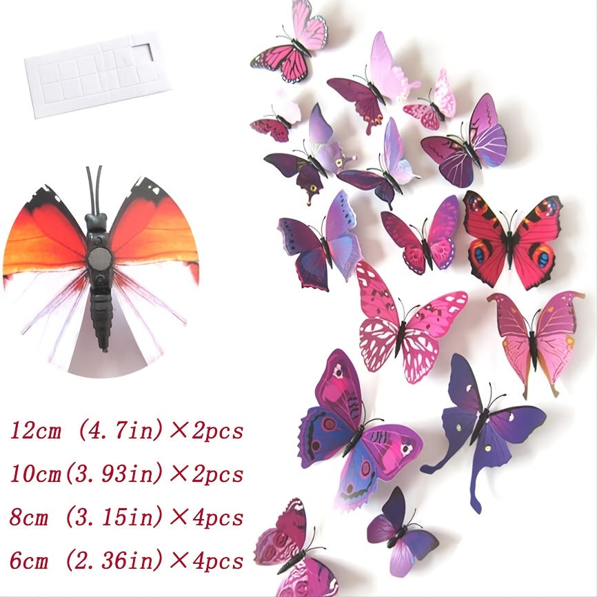 12pcs 3D Butterfly Wall Decals & Magnets for Kids Room Decor