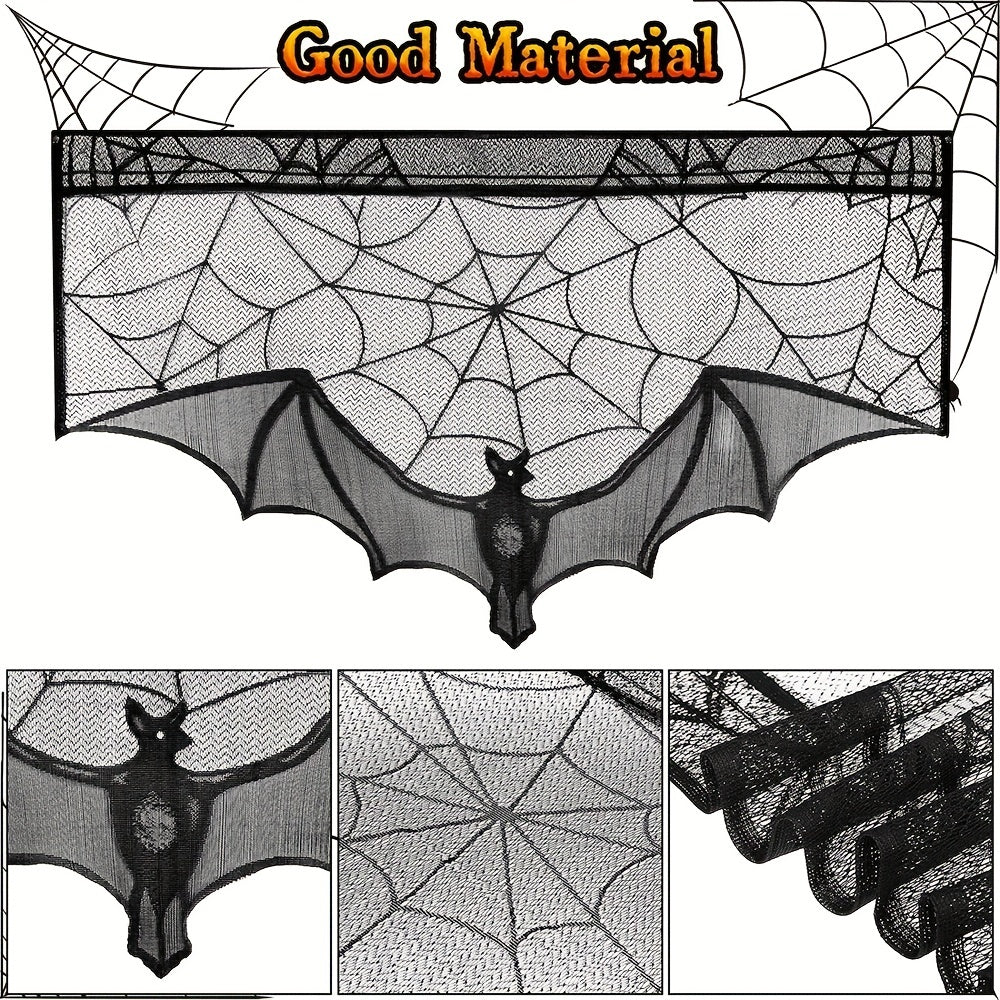 Lace Spider Web Bat Curtain Halloween Decoration