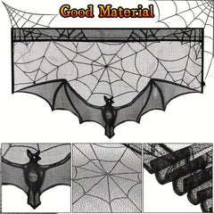 Lace Spider Web Bat Curtain Halloween Decoration