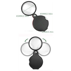 60mm Mini Handheld Magnifier Foldable Pocket Magnifier Reading Monocle