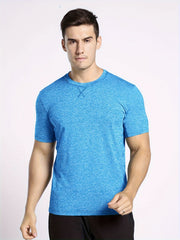 Men's Solid Knit T-shirt Soft Mid Stretch Crew Neck Tee Top