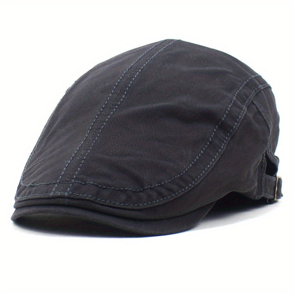 Flat Cotton Adjustable Newsboy Hat Breathable for Men Women