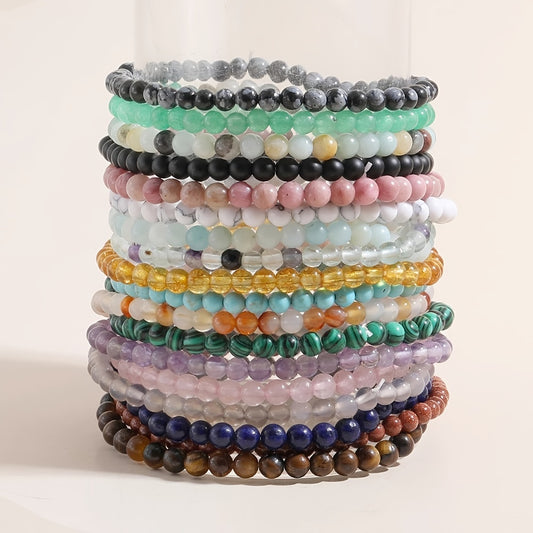 4mm Natural Stone Energy Bracelet Stackable Yoga Healing Beaded Bracelet Gift