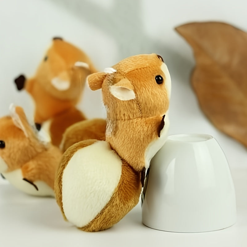 3pcs Squirrel Pendant Plush Toy Big Tail Squirrel Doll Bag Pendant Doll Brown