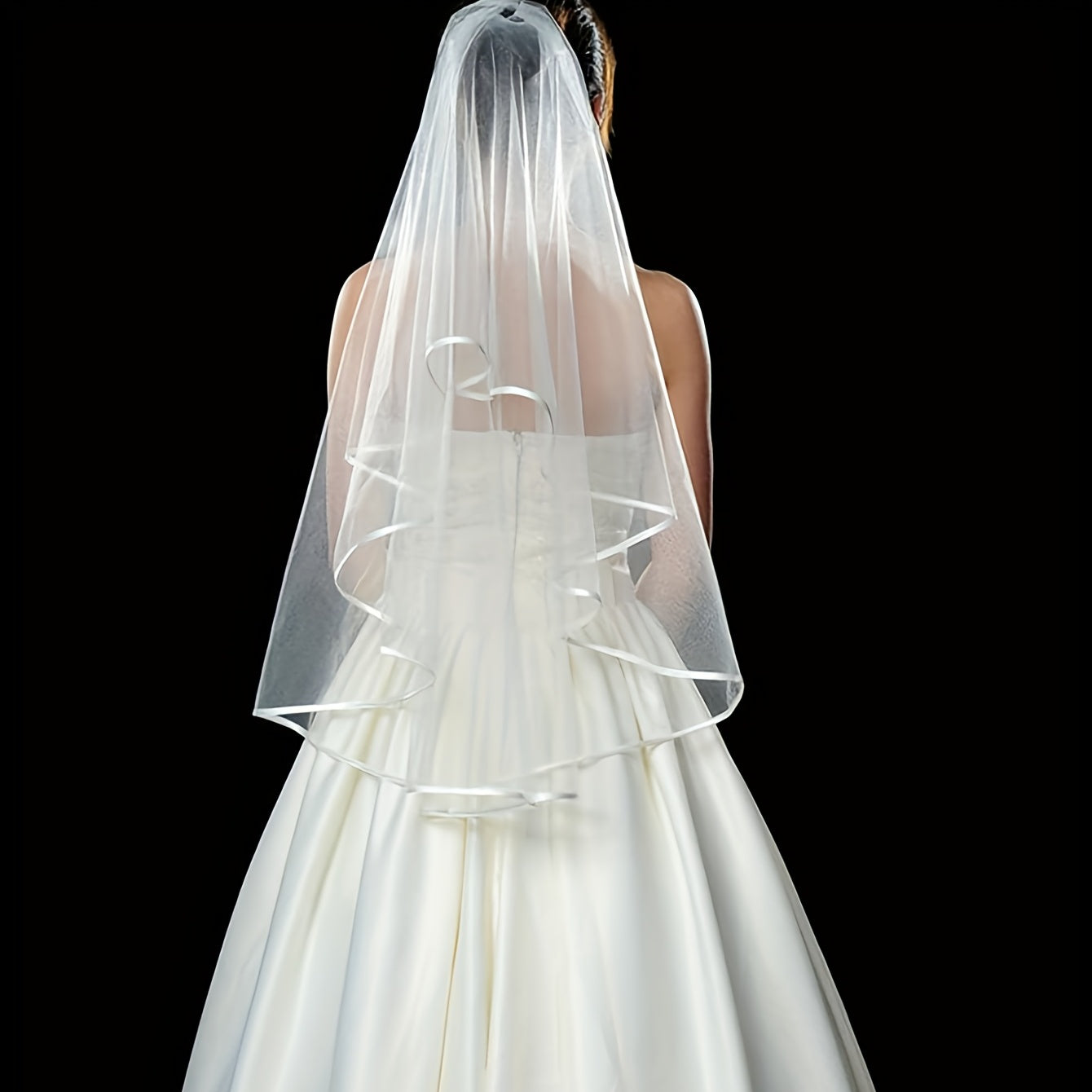 Bridal Wedding Veil Headdress White with Pearls and Lace