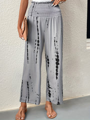  Tie Dye Ruffle Trim Wide Leg Trousers