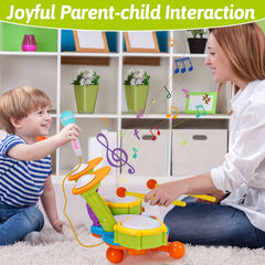 Drum Set Musical Toys for Toddlers with Microphone