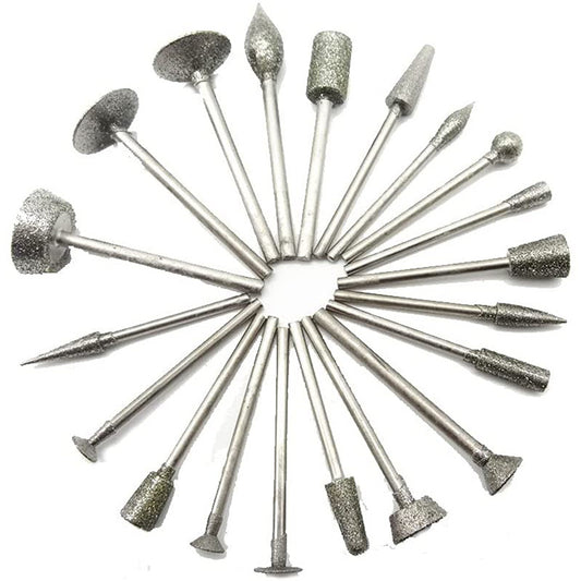 20Pcs 3.0 Diamond Grinding Burr Needle Point Engraving Carving Polishing Kit