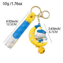 Cartoon Moon Rabbit Silicone Keychain School Bag Pendant