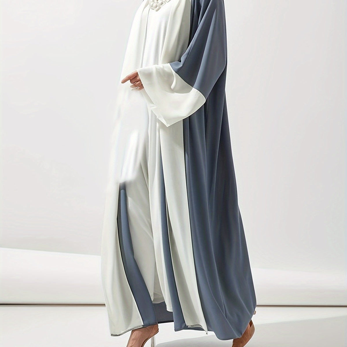  Modest Abaya Dress Women's Plus Colorblock Long Sleeve