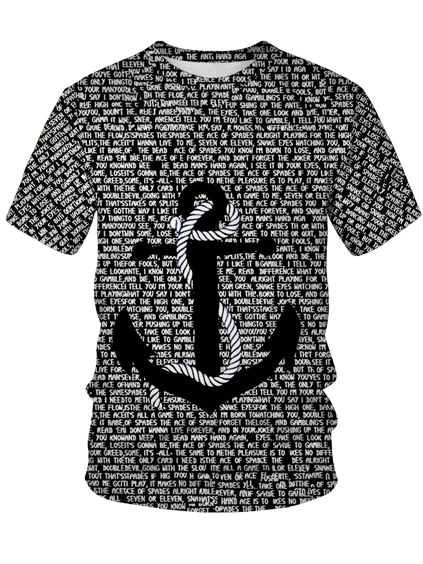 Men's Anchor Print T-shirt Casual Stretch Tee for Summer