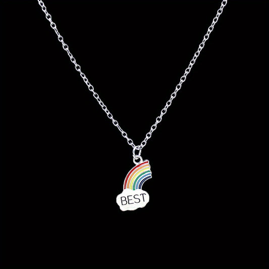 Friends Cloud Necklace Pendant Rainbow Splicing Couple Good Girlfriends