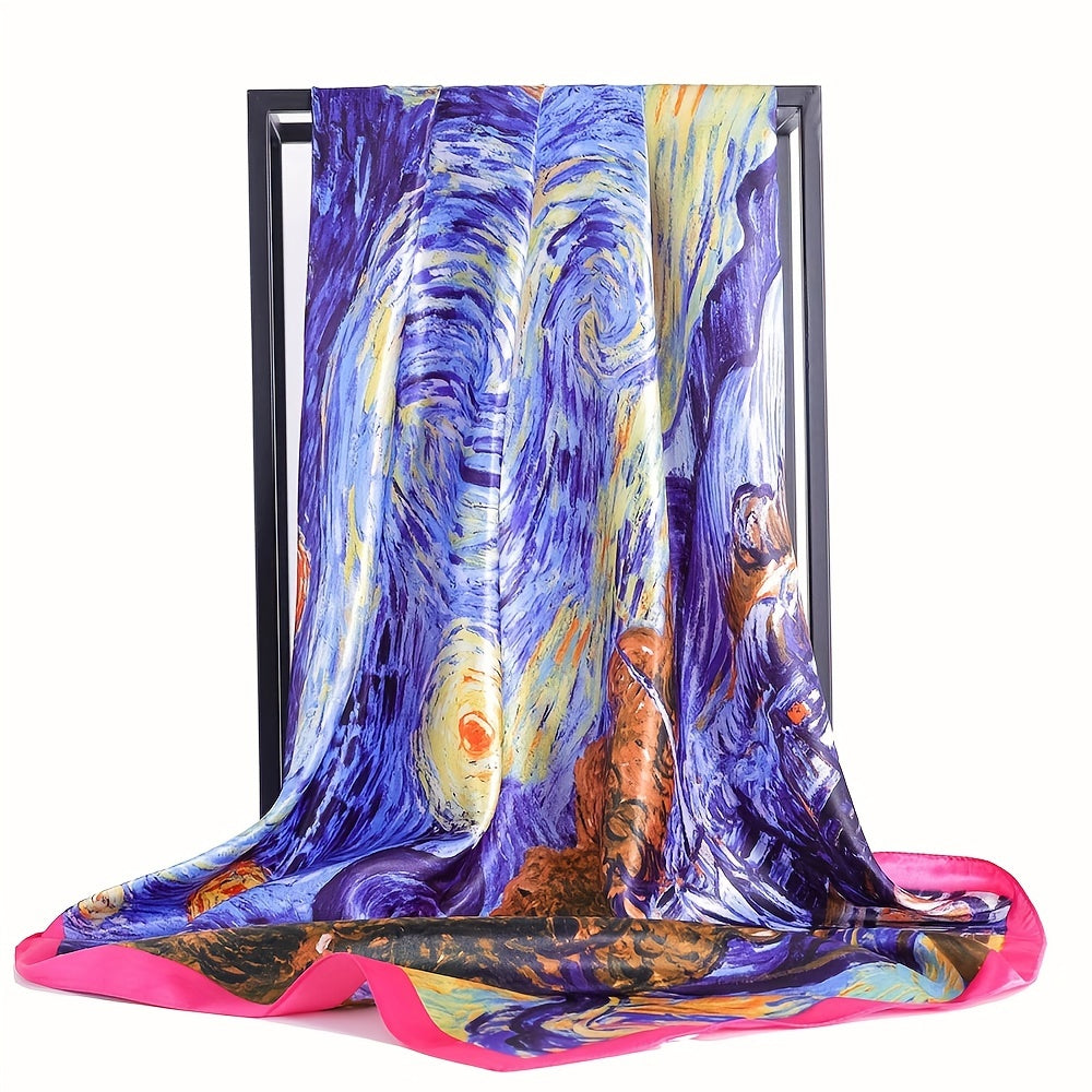 Vintage Style Square Scarf Silky Satin Sunscreen Headband