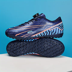 Unisex Turf Soccer Shoes With Rotating Button Anti Skid Breathable