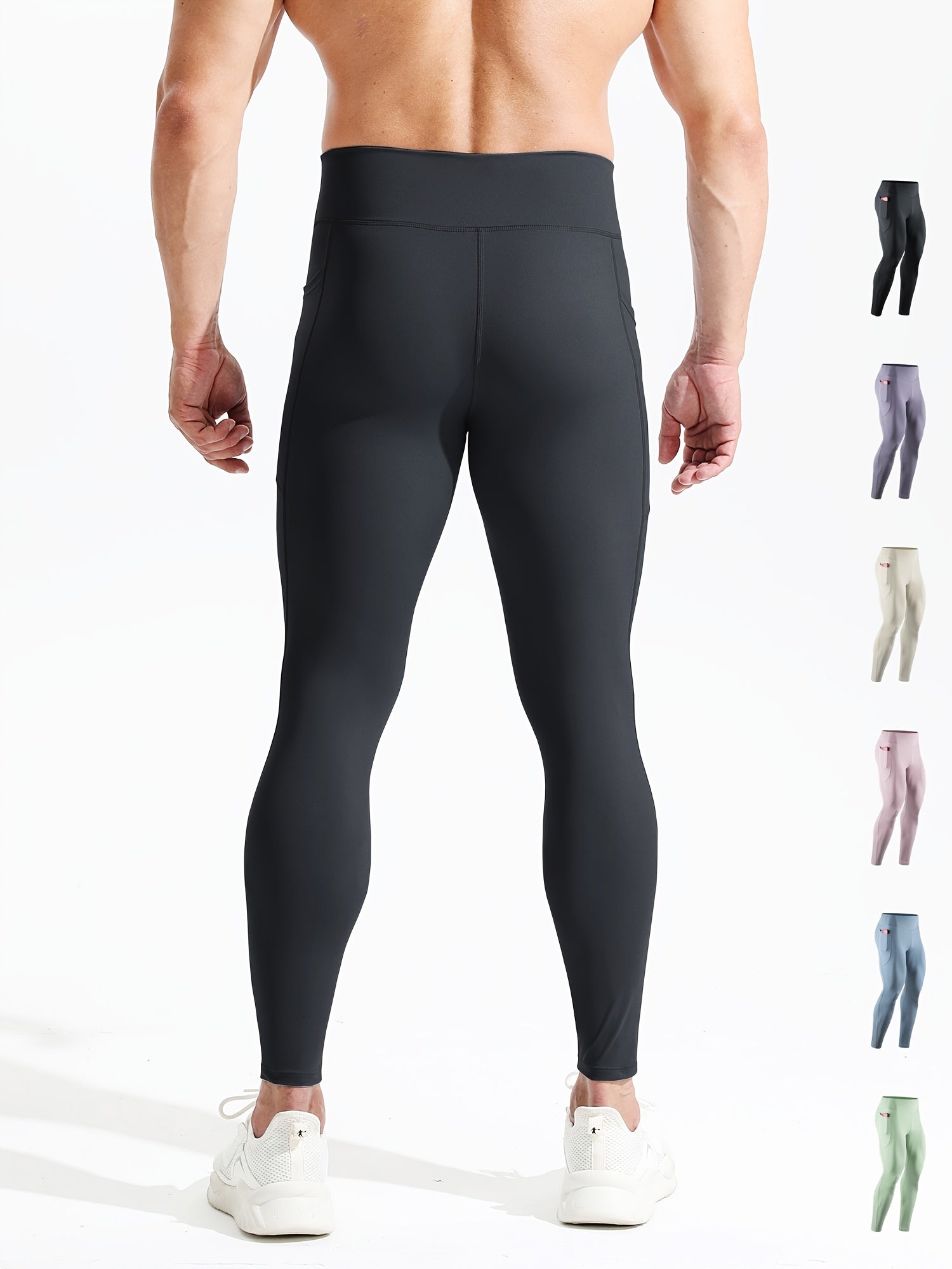 Men's High Waist Compression Legging Breathable Tights for Training Fitness