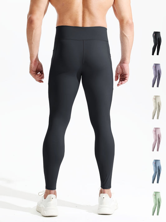 Men's High Waist Compression Legging Breathable Tights for Training Fitness