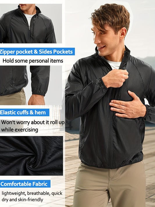 Men's Lightweight Windproof Sports Jacket Sun Protection UV Coat