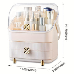 Makeup Organizer with 2 Layer Storage Box and Transparent Cover