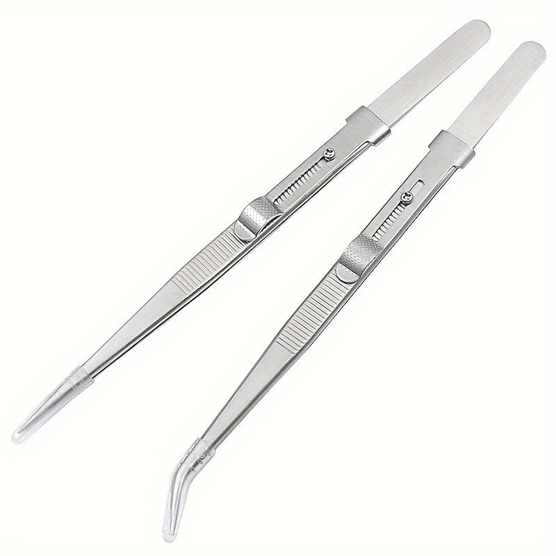 Stainless Steel Industrial Tweezers w/ Locking Function