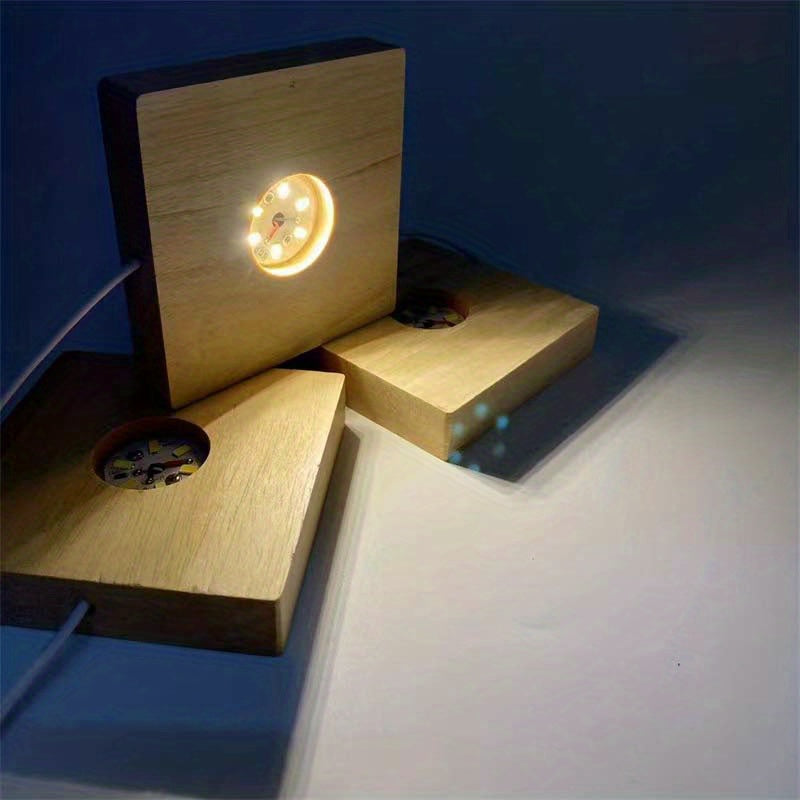 8cm Square/Round Wooden LED Lighted Base for Resin Molds Display