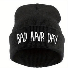 Bad Hair Embroidery Beanie Unisex Knit Hat Windproof Warm Beanies