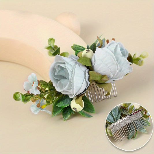 Boho Rose Side Comb Floral Hair Accessory