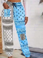  Boho Pants Women's Paisley Print Drawstring Pants