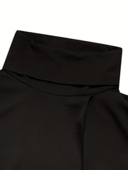 Solid Turtleneck Coat Long Sleeve Outerwear Women's Clothing