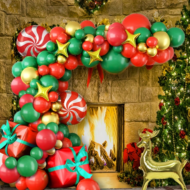 101pcs Christmas Red Windmill Balloon Arch Set for Party Decoration
